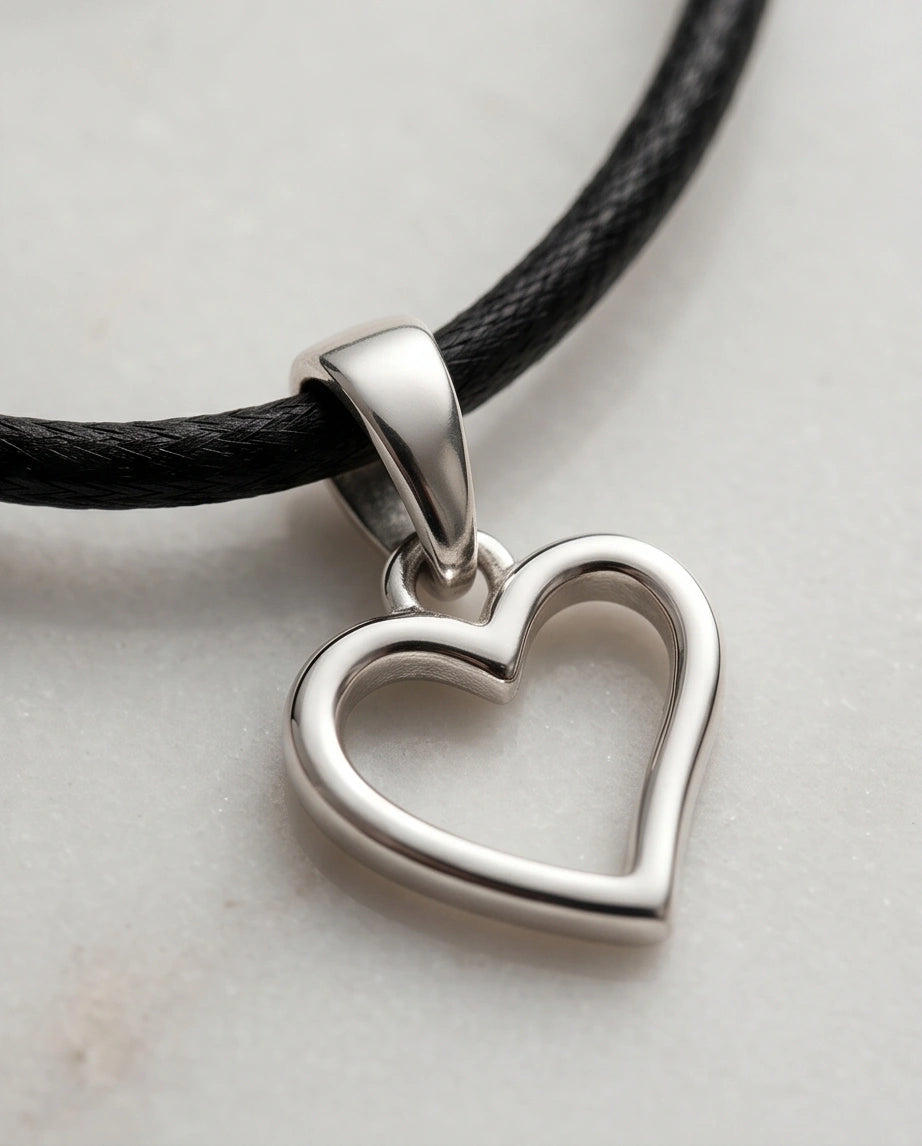Silver Polished Open Heart Necklace