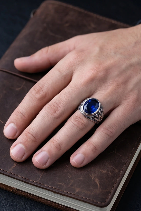 Imperial Sapphire Vertex Silver Ring