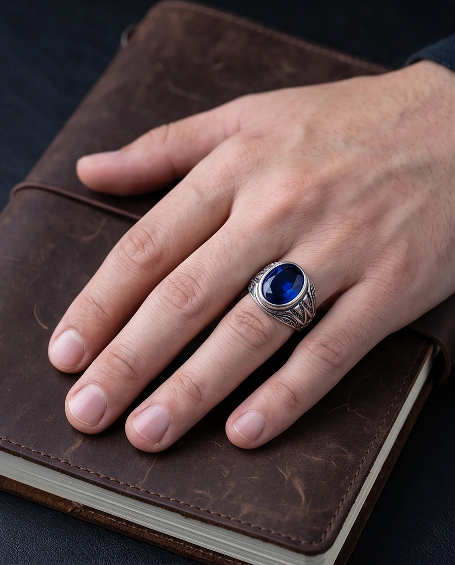 Imperial Sapphire Vertex Silver Ring