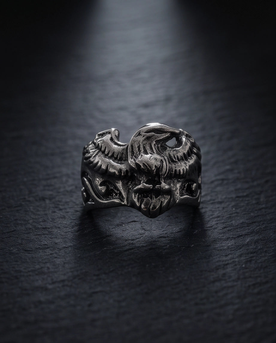 Majestic Winged Eagle Bas-Relief Silver Ring