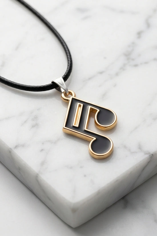Rose Gold and Black Sixteenth Note Necklace
