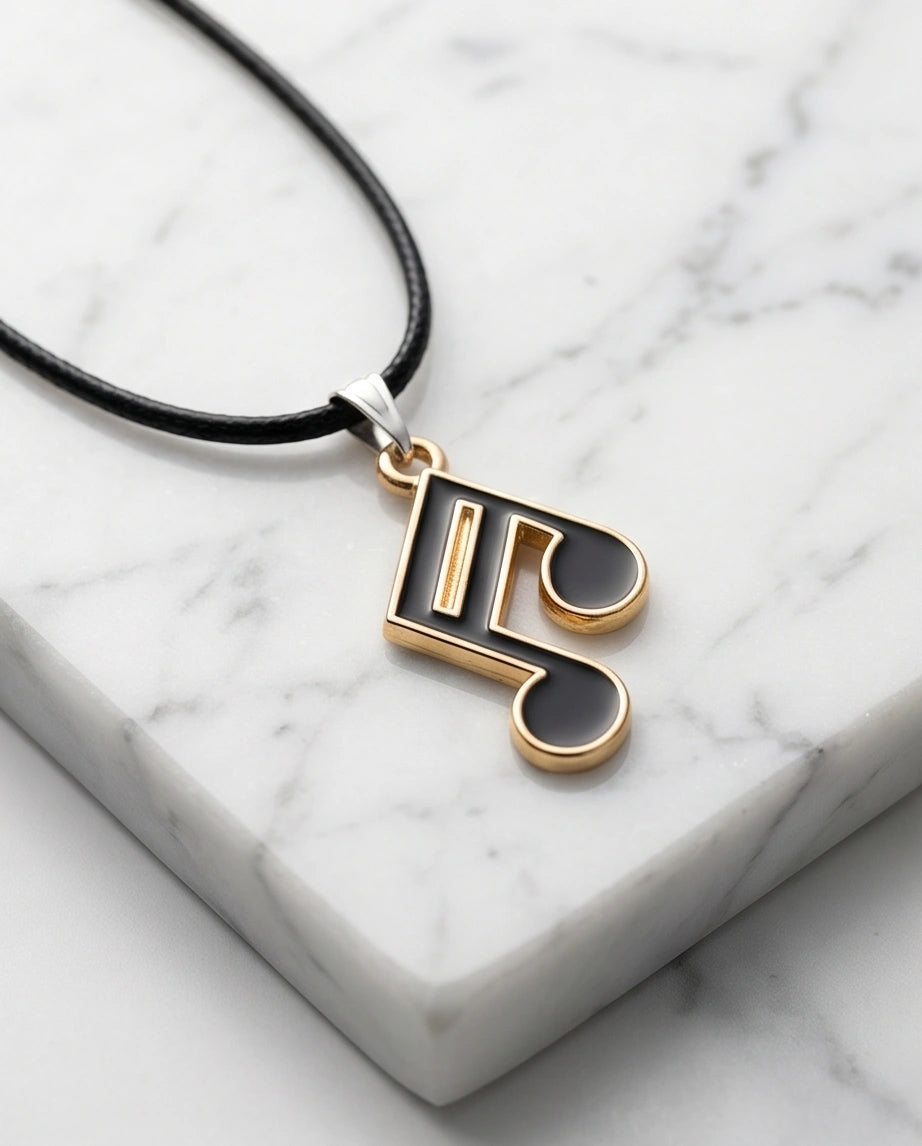 Rose Gold and Black Sixteenth Note Necklace