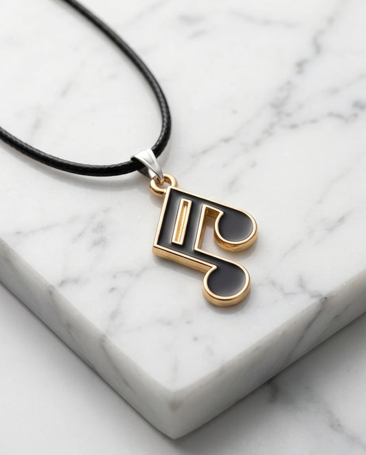 Rose Gold and Black Sixteenth Note Necklace
