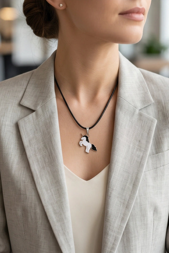 Gold and Black Unicorn Pendant Necklace