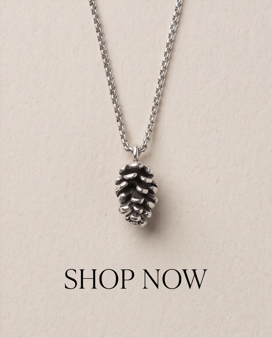 Antique Silver Pinecone Pendant Chain Necklace