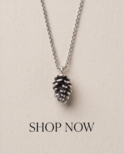 Antique Silver Pinecone Pendant Chain Necklace