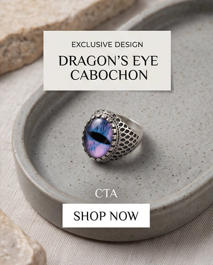 Purple-Blue Slit-Pupil Dragon-Eye Honeycomb-Band Silver Ring