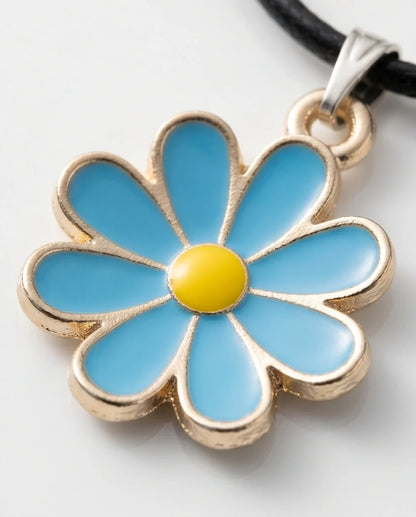 Gold and Pastel Blue Daisy Necklace