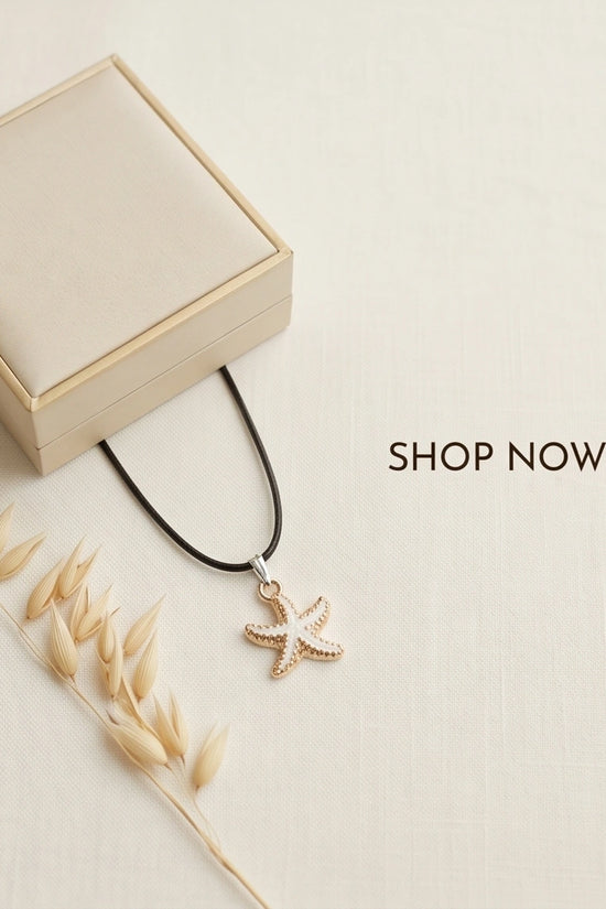 Gold and White Starfish Pendant Necklace