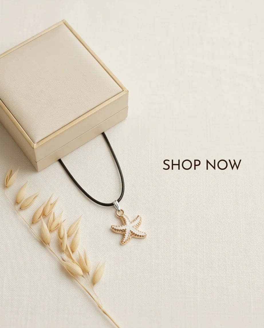 Gold and White Starfish Pendant Necklace