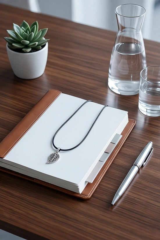 Silver Filigree Leaf Pendant Necklace