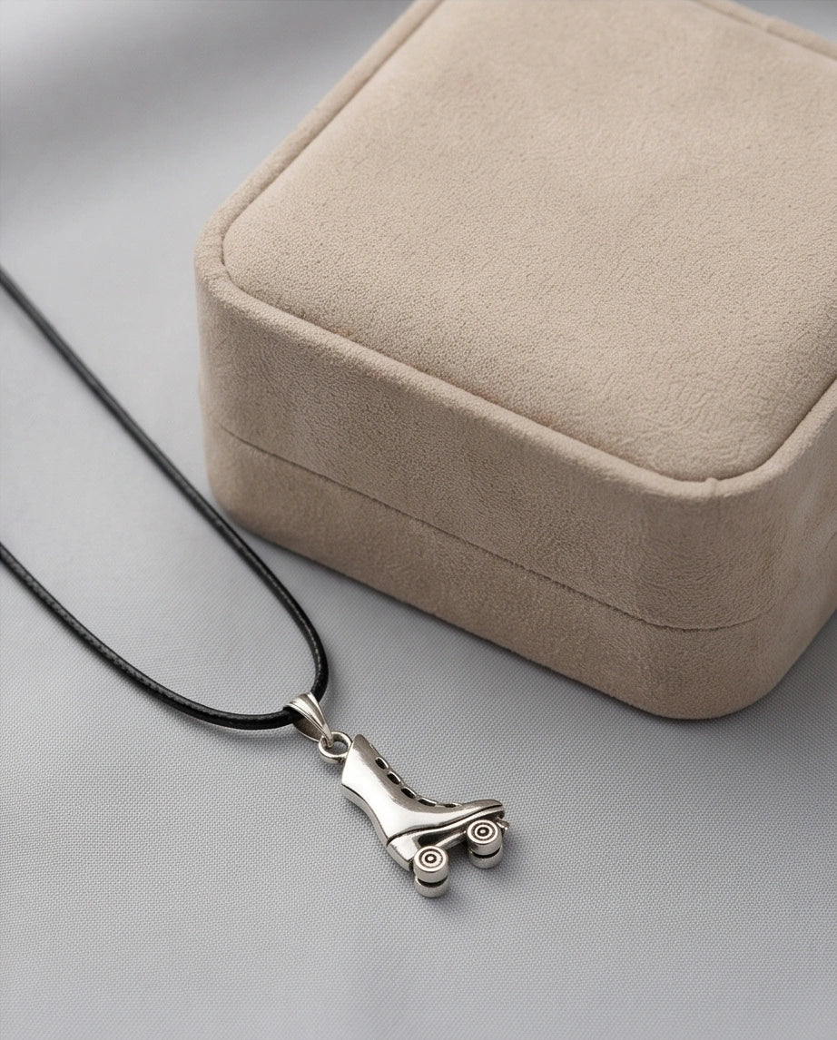 Silver Roller Skate Pendant Necklace