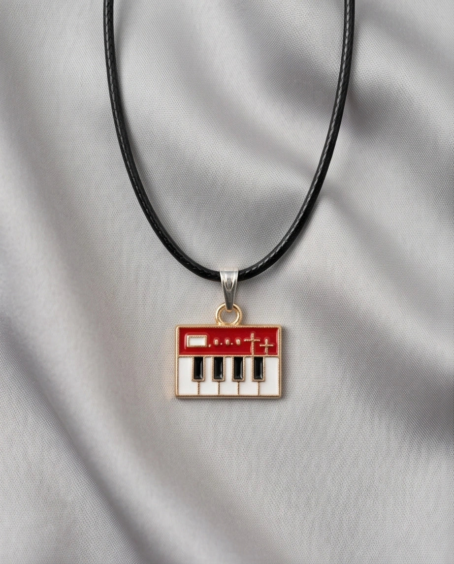 Gold and Red Synthesizer Keyboard Necklace
