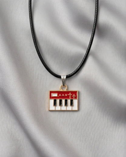 Gold and Red Synthesizer Keyboard Necklace