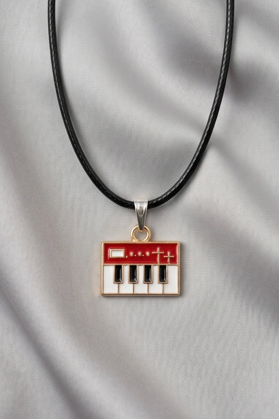 Gold and Red Synthesizer Keyboard Necklace
