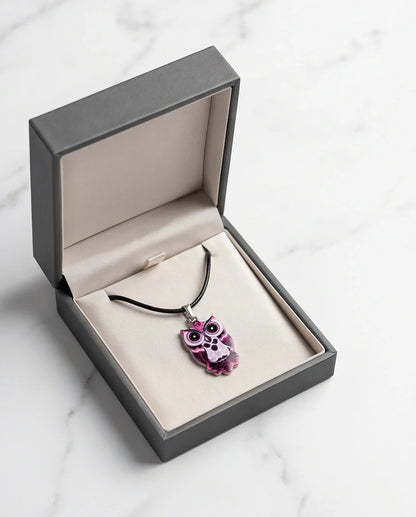 Elegant Magenta Owl Totem Pendant Necklace