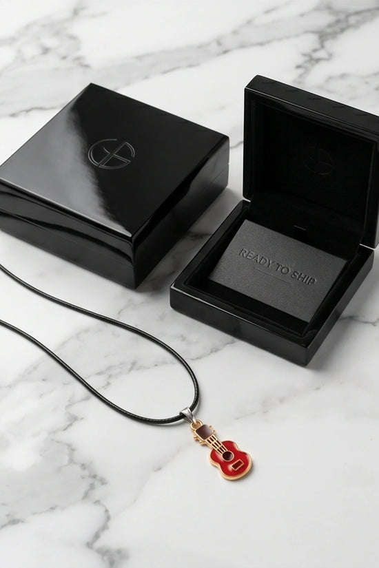 Gold and Red Acoustic Guitar Necklace