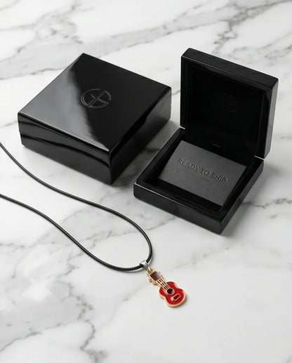 Gold and Red Acoustic Guitar Necklace
