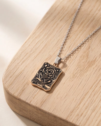 Gold "The Star" Tarot Card Pendant Necklace