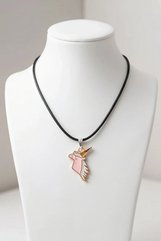 Magical Pink Unicorn Enamel Pendant Necklace