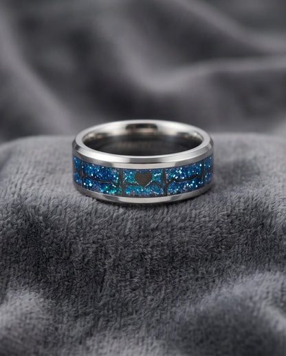 Purple Glitter Heartbeat Band Ring