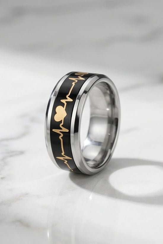 Romantic Gold Heartbeat Band Ring