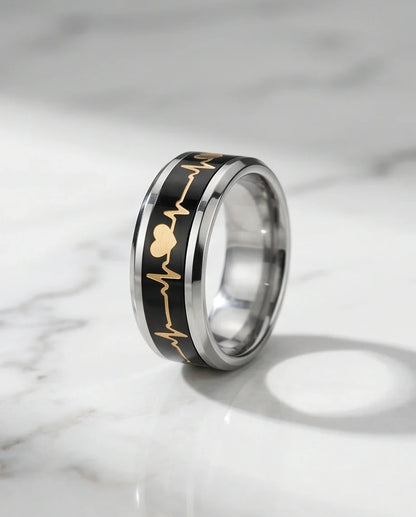 Romantic Gold Heartbeat Band Ring