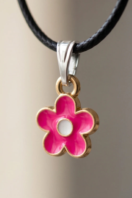 Gold and Pink Blossom Pendant Necklace