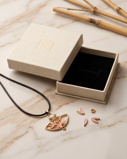 Blush Pink Fan Pendant Necklace