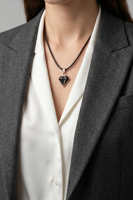 Gold and Black Geometric Diamond Necklace