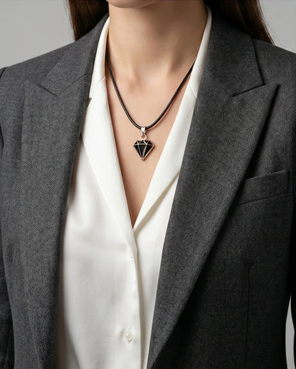 Gold and Black Geometric Diamond Necklace