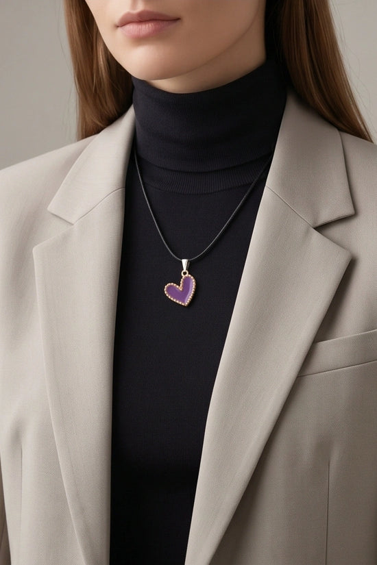 Whimsical Purple Heart Pendant
