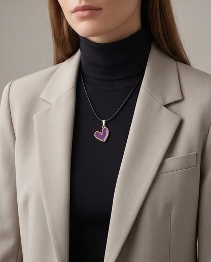 Whimsical Purple Heart Pendant