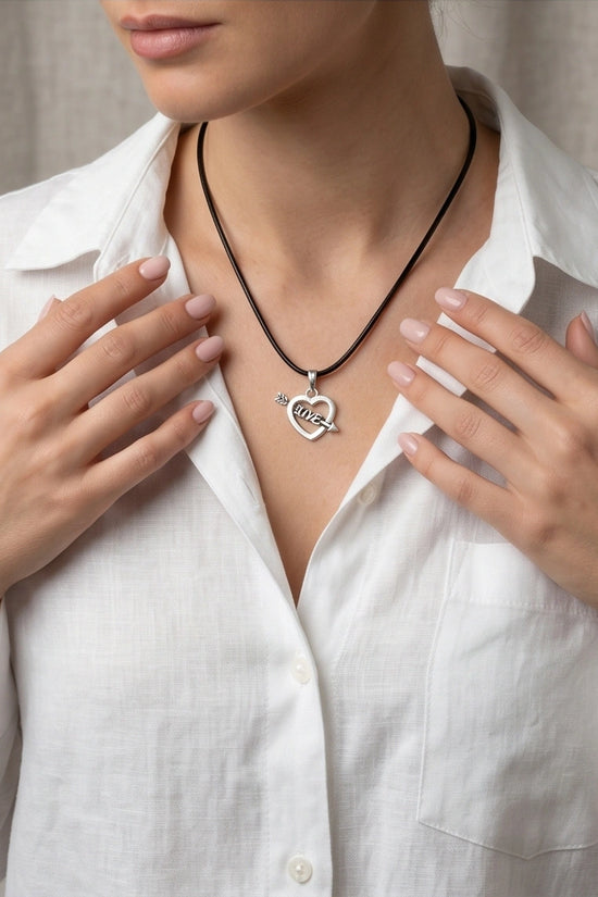 The Pierced Heart: Minimalist "LOVE" Arrow Pendant Necklace