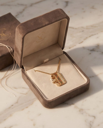 Gold Amazigh Pattern Tag Necklace