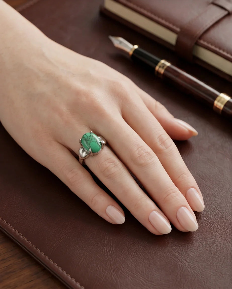 White Canyon Howlite Statement Ring