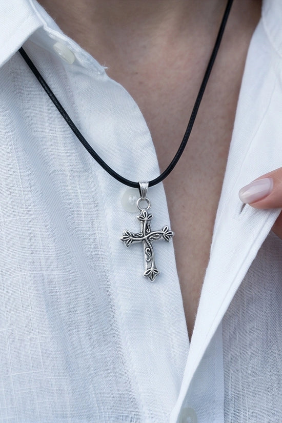 Silver Ornate Filigree Cross Necklace