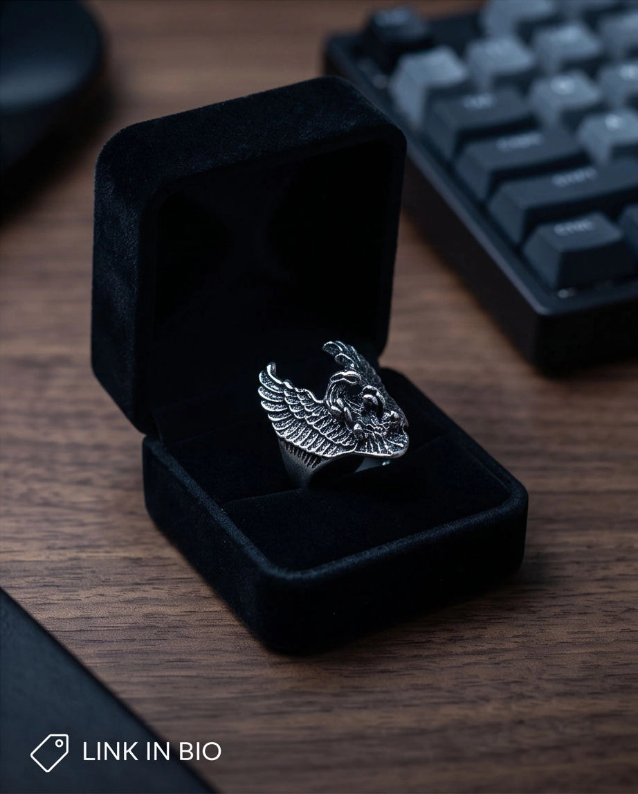 Oxidized Silver Phoenix Sculpted Ring