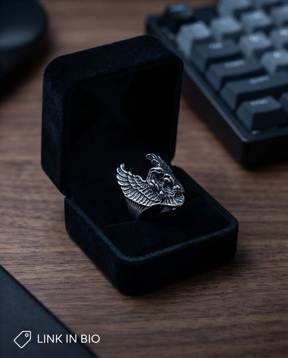 Oxidized Silver Phoenix Sculpted Ring