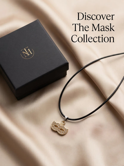Gold Masquerade Mask Pendant Necklace