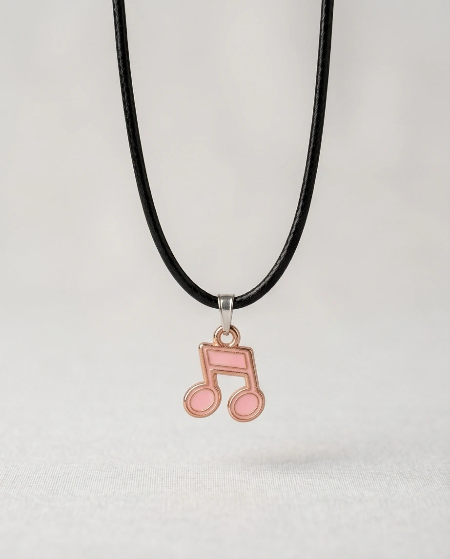 Rose Gold Pink Sixteenth Note Necklace