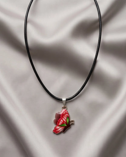 Red & Black Butterfly Cord Necklace
