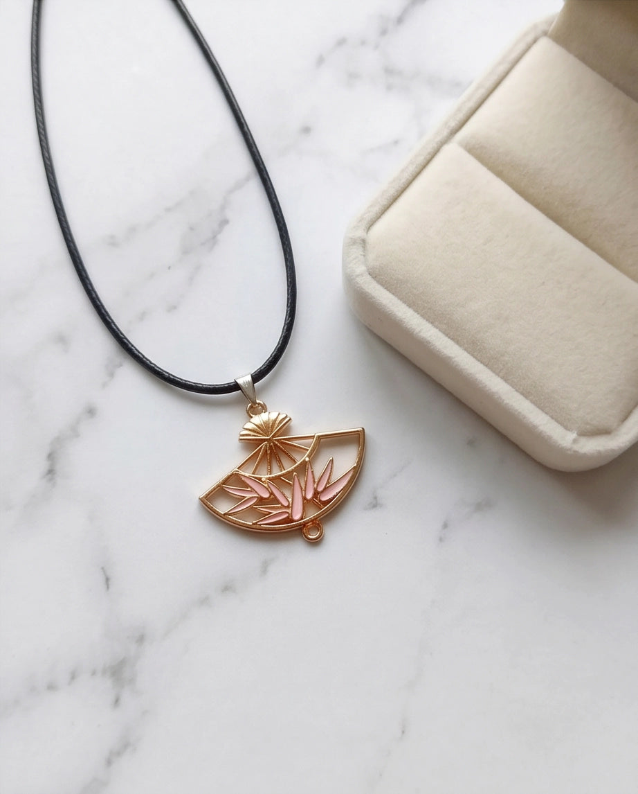 Blush Pink Fan Pendant Necklace