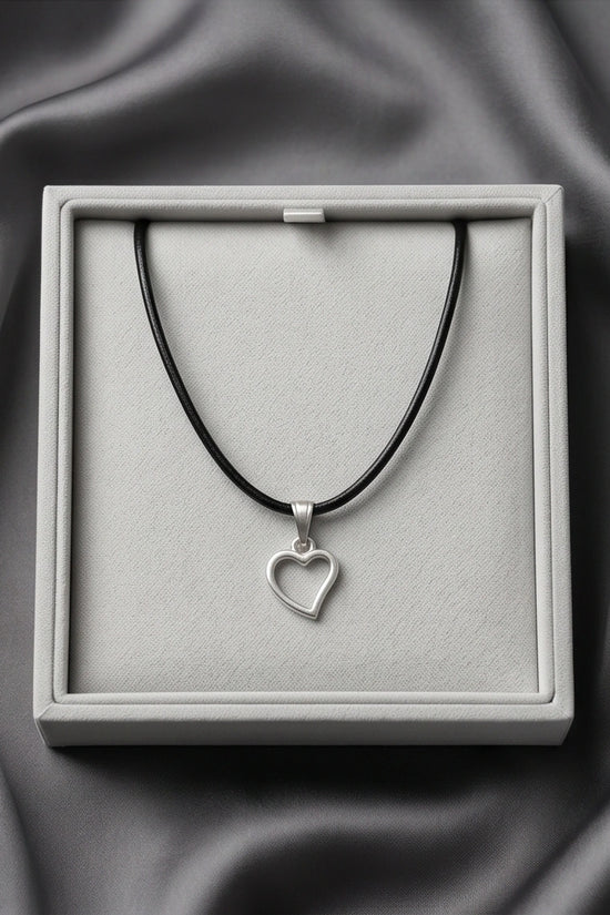 Silver Polished Open Heart Necklace