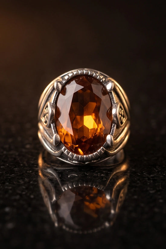 Sovereign Amber Hearth Silver Ring