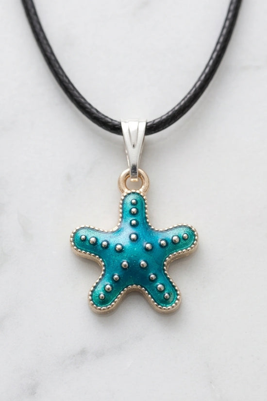 Teal Coastal Starfish Pendant