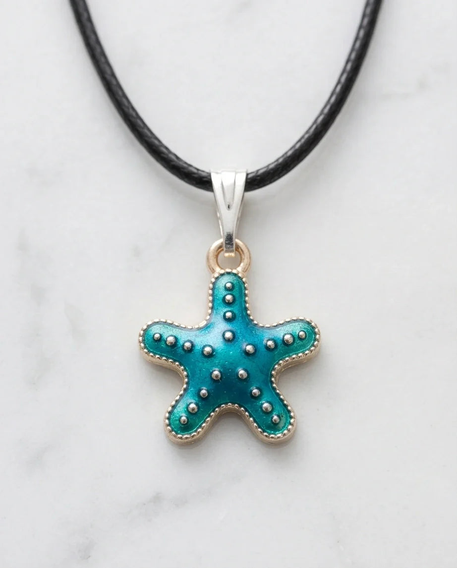 Teal Coastal Starfish Pendant
