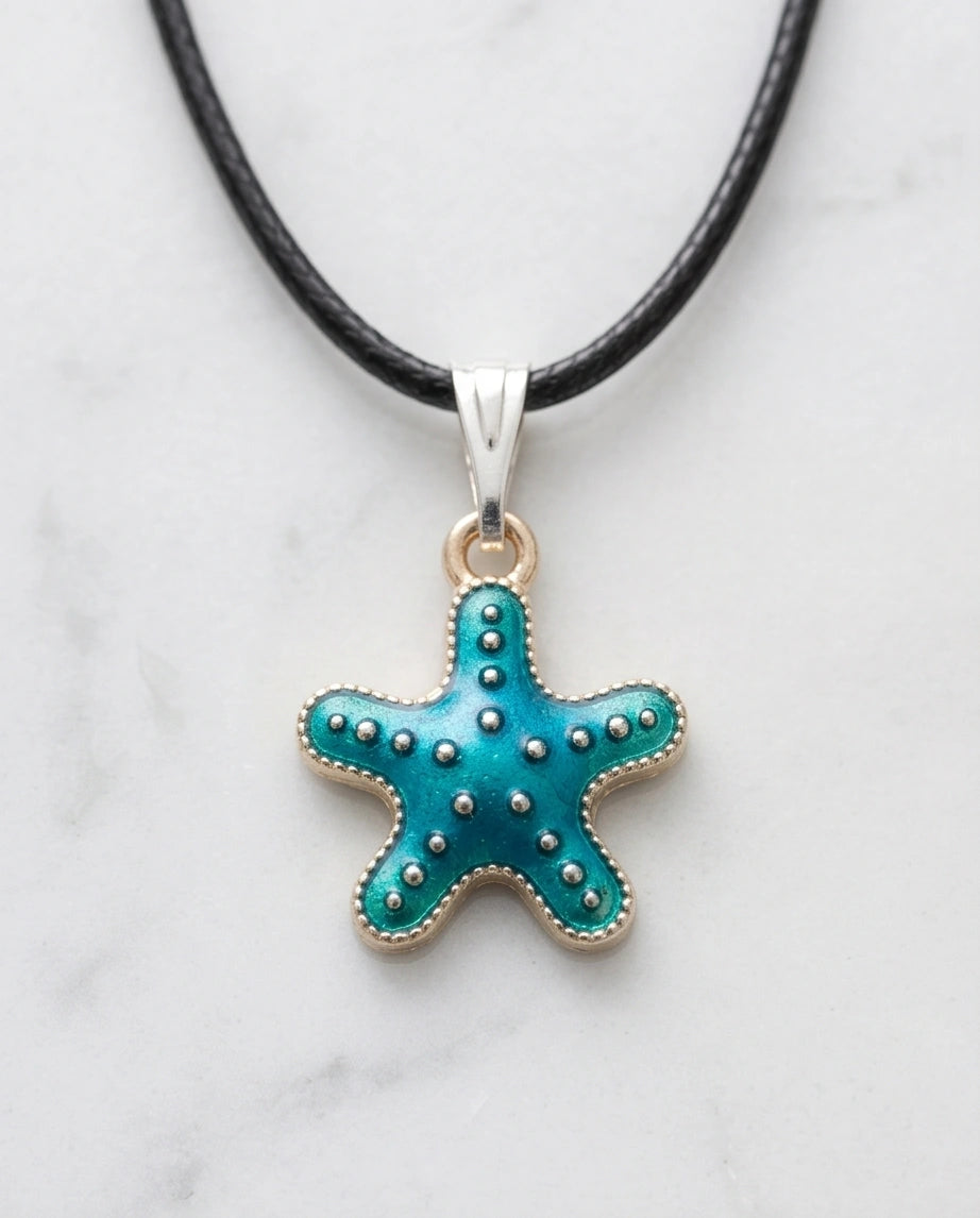 Teal Coastal Starfish Pendant
