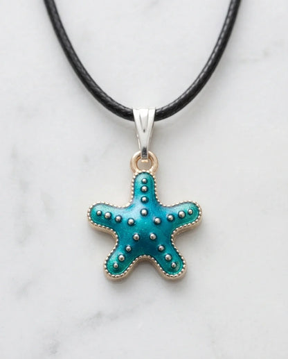 Teal Coastal Starfish Pendant