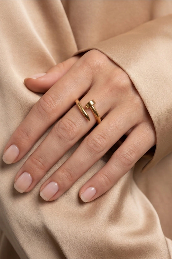 Golden Minimalist Nail Wrap Ring